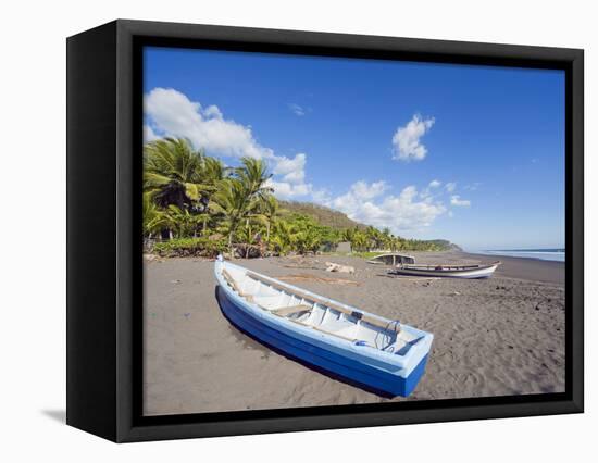 Fishing Boats on the Beach at Playa Sihuapilapa, Pacific Coast, El Salvador, Central America-Christian Kober-Framed Stretched Canvas