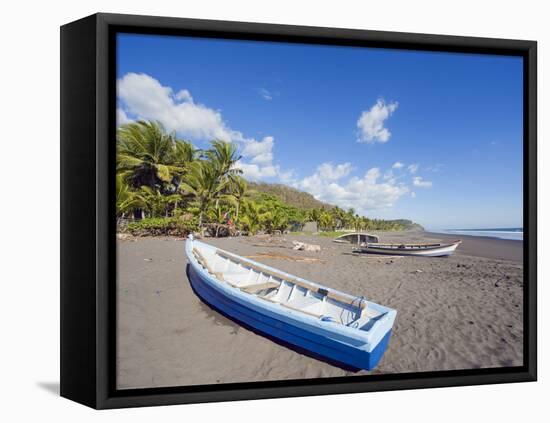 Fishing Boats on the Beach at Playa Sihuapilapa, Pacific Coast, El Salvador, Central America-Christian Kober-Framed Stretched Canvas