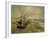 Fishing Boats on the Beach at Saintes-Marie-de-la-Mer, around June 5, 1888-Vincent van Gogh-Framed Giclee Print