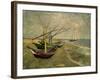 Fishing Boats on the Beach at Saintes-Marie-de-la-Mer, around June 5, 1888-Vincent van Gogh-Framed Giclee Print