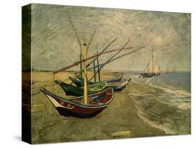 Fishing Boats on the Beach at Saintes-Marie-de-la-Mer, around June 5, 1888-Vincent van Gogh-Stretched Canvas