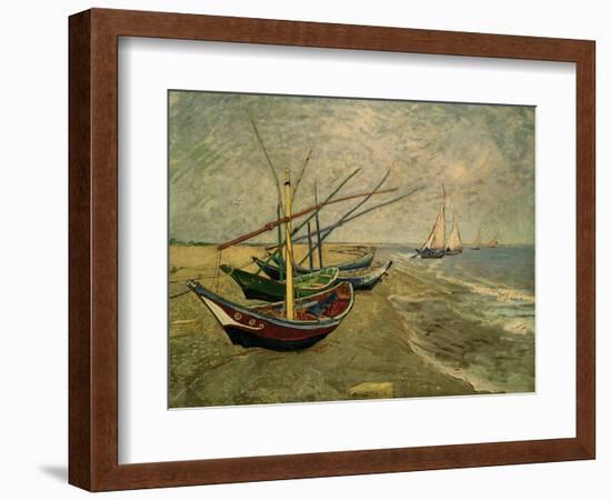 Fishing Boats on the Beach at Saintes-Marie-de-la-Mer, around June 5, 1888-Vincent van Gogh-Framed Giclee Print