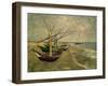 Fishing Boats on the Beach at Saintes-Marie-de-la-Mer, around June 5, 1888-Vincent van Gogh-Framed Giclee Print