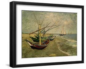 Fishing Boats on the Beach at Saintes-Marie-de-la-Mer, around June 5, 1888-Vincent van Gogh-Framed Giclee Print