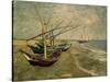 Fishing Boats on the Beach at Saintes-Marie-de-la-Mer, around June 5, 1888-Vincent van Gogh-Stretched Canvas