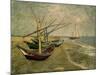 Fishing Boats on the Beach at Saintes-Marie-de-la-Mer, around June 5, 1888-Vincent van Gogh-Mounted Giclee Print