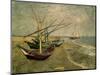 Fishing Boats on the Beach at Saintes-Marie-de-la-Mer, around June 5, 1888-Vincent van Gogh-Mounted Premium Giclee Print