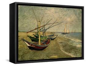 Fishing Boats on the Beach at Saintes-Marie-de-la-Mer, around June 5, 1888-Vincent van Gogh-Framed Stretched Canvas