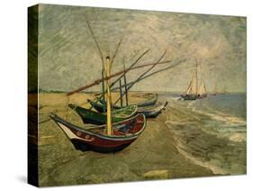 Fishing Boats on the Beach at Saintes-Marie-de-la-Mer, around June 5, 1888-Vincent van Gogh-Stretched Canvas