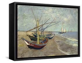 Fishing Boats on the Beach at Saintes-Maries-de-la-Mer, 1888-Vincent van Gogh-Framed Stretched Canvas