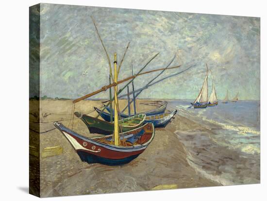 Fishing Boats on the Beach at Saintes-Maries-de-la-Mer, 1888-Vincent van Gogh-Stretched Canvas