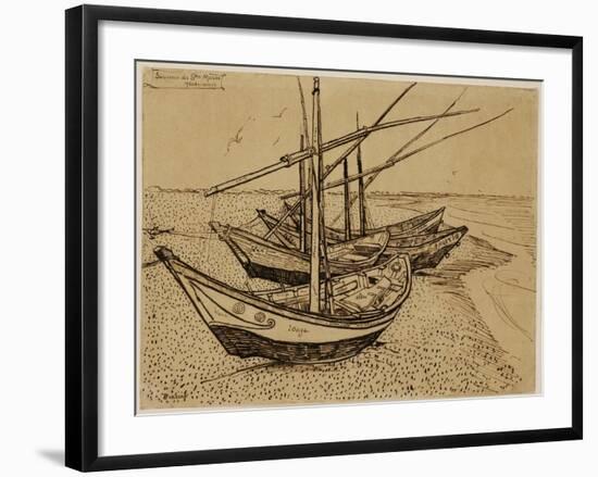 Fishing Boats on the Beach at Saintes-Maries-De-La-Mer, 1888-Vincent van Gogh-Framed Giclee Print