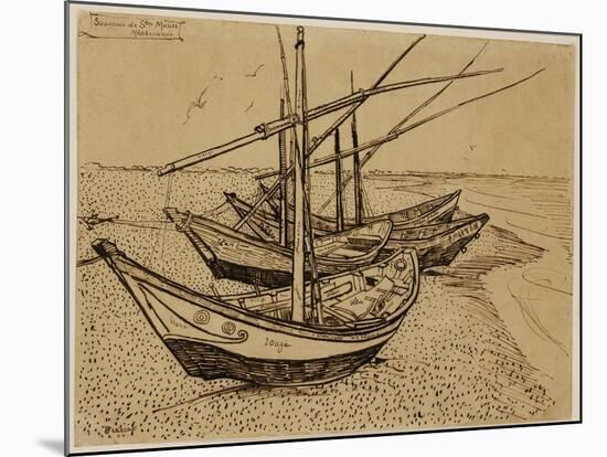 Fishing Boats on the Beach at Saintes-Maries-De-La-Mer, 1888-Vincent van Gogh-Mounted Giclee Print