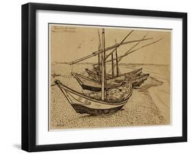 Fishing Boats on the Beach at Saintes-Maries-De-La-Mer, 1888-Vincent van Gogh-Framed Giclee Print