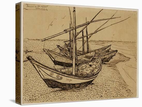 Fishing Boats on the Beach at Saintes-Maries-De-La-Mer, 1888-Vincent van Gogh-Stretched Canvas