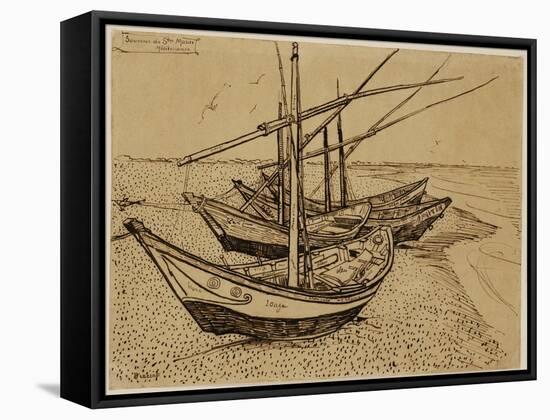 Fishing Boats on the Beach at Saintes-Maries-De-La-Mer, 1888-Vincent van Gogh-Framed Stretched Canvas