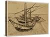 Fishing Boats on the Beach at Saintes-Maries-De-La-Mer, 1888-Vincent van Gogh-Stretched Canvas