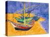 Fishing Boats on the Beach at Saintes-Maries-De-La-Mer-Vincent van Gogh-Stretched Canvas