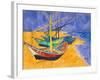 Fishing Boats on the Beach at Saintes-Maries-De-La-Mer-Vincent van Gogh-Framed Premium Giclee Print