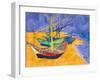 Fishing Boats on the Beach at Saintes-Maries-De-La-Mer-Vincent van Gogh-Framed Giclee Print