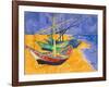 Fishing Boats on the Beach at Saintes-Maries-De-La-Mer-Vincent van Gogh-Framed Giclee Print