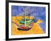 Fishing Boats on the Beach at Saintes-Maries-De-La-Mer-Vincent van Gogh-Framed Giclee Print