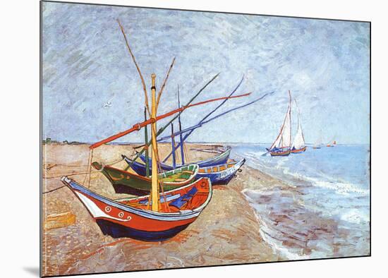 Fishing Boats on the Beach at Saints-Maries, c.1888-Vincent van Gogh-Mounted Art Print