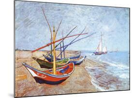 Fishing Boats on the Beach at Saints-Maries, c.1888-Vincent van Gogh-Mounted Art Print