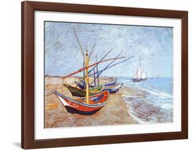 Fishing Boats on the Beach at Saints-Maries, c.1888-Vincent van Gogh-Framed Art Print