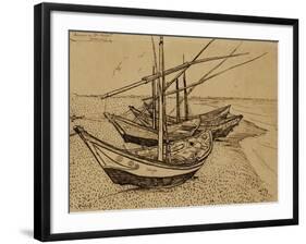 Fishing Boats on the Beach at Saints-Maries, c.1888-Vincent van Gogh-Framed Giclee Print