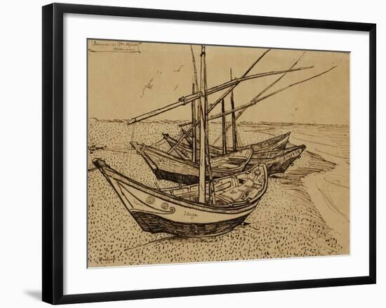 Fishing Boats on the Beach at Saints-Maries, c.1888-Vincent van Gogh-Framed Giclee Print