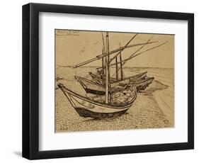 Fishing Boats on the Beach at Saints-Maries, c.1888-Vincent van Gogh-Framed Premium Giclee Print