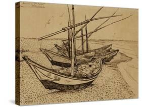 Fishing Boats on the Beach at Saints-Maries, c.1888-Vincent van Gogh-Stretched Canvas
