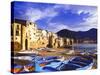 Fishing Boats on the Beach, Cefalu, Sicily, Italy, Mediterranean, Europe-Sakis Papadopoulos-Stretched Canvas