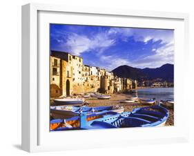 Fishing Boats on the Beach, Cefalu, Sicily, Italy, Mediterranean, Europe-Sakis Papadopoulos-Framed Photographic Print