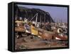 Fishing Boats on the Beach, Hastings, East Sussex, England, United Kingdom-John Miller-Framed Stretched Canvas