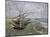 Fishing Boats on the Beachat Saintes, Maries-Vincent van Gogh-Mounted Premium Giclee Print