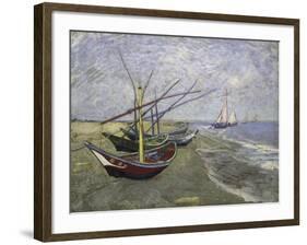 Fishing Boats on the Beachat Saintes, Maries-Vincent van Gogh-Framed Giclee Print