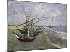 Fishing Boats on the Beachat Saintes, Maries-Vincent van Gogh-Mounted Giclee Print