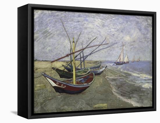 Fishing Boats on the Beachat Saintes, Maries-Vincent van Gogh-Framed Stretched Canvas
