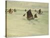 Fishing Boats on the Large de Pourville, 1882-Claude Monet-Stretched Canvas