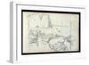 Fishing Boats on the Perrey of Etretat (Pencil on Paper)-Claude Monet-Framed Giclee Print