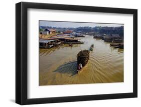 Fishing Boats on their Way Back, Kompong Kleang Village, Siem Reap Province, Cambodia, Indochina-Nathalie Cuvelier-Framed Photographic Print