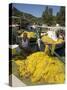 Fishing Boats, Poli Bay, Ithaka, Ionian Islands, Greece-R H Productions-Stretched Canvas