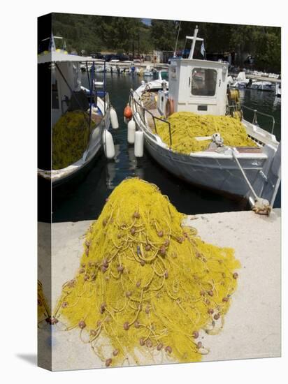 Fishing Boats, Poli Bay, Ithaka, Ionian Islands, Greek Islands, Greece-R H Productions-Stretched Canvas