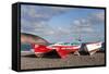 Fishing Boats, Pozo Negro, Fuerteventura, Canary Islands, Spain, Atlantic, Europe-Markus Lange-Framed Stretched Canvas