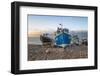 Fishing boats pulled up on shingle beach at sunrise, Beer, Jurassic Coast, Devon, England-Stuart Black-Framed Photographic Print