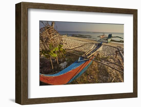 Fishing boats pulled up onto Paliton beach, Siquijor, Philippines, Southeast Asia, Asia-Nigel Hicks-Framed Photographic Print