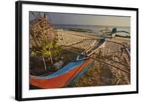Fishing boats pulled up onto Paliton beach, Siquijor, Philippines, Southeast Asia, Asia-Nigel Hicks-Framed Photographic Print