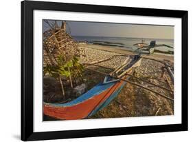 Fishing boats pulled up onto Paliton beach, Siquijor, Philippines, Southeast Asia, Asia-Nigel Hicks-Framed Photographic Print